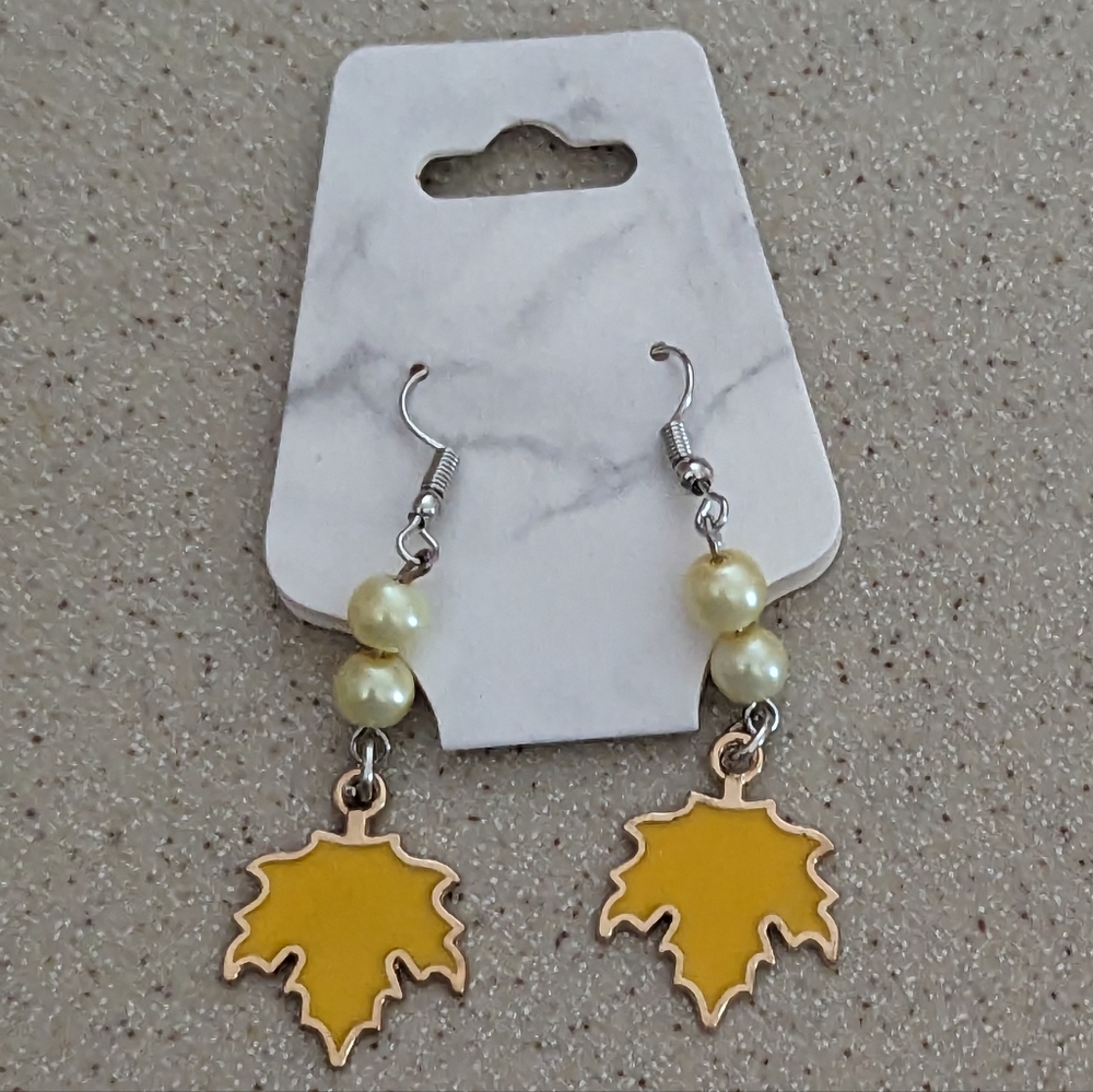 Handmade Yellow Fall/Autumn Leaves Earrings